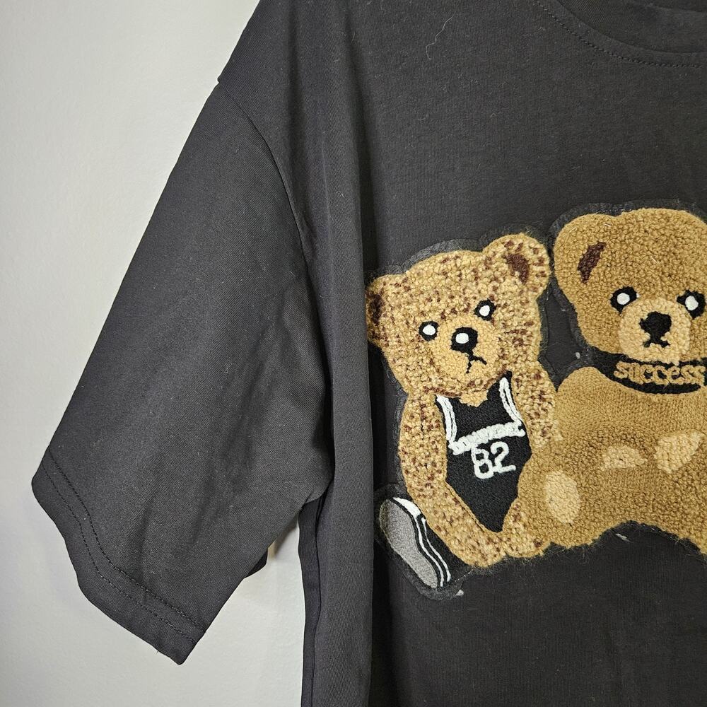 J.Inc 3 Bears Sports Short Sleeve T-Shirt Womens Size XL Plush Applique Black - Picture 3 of 7